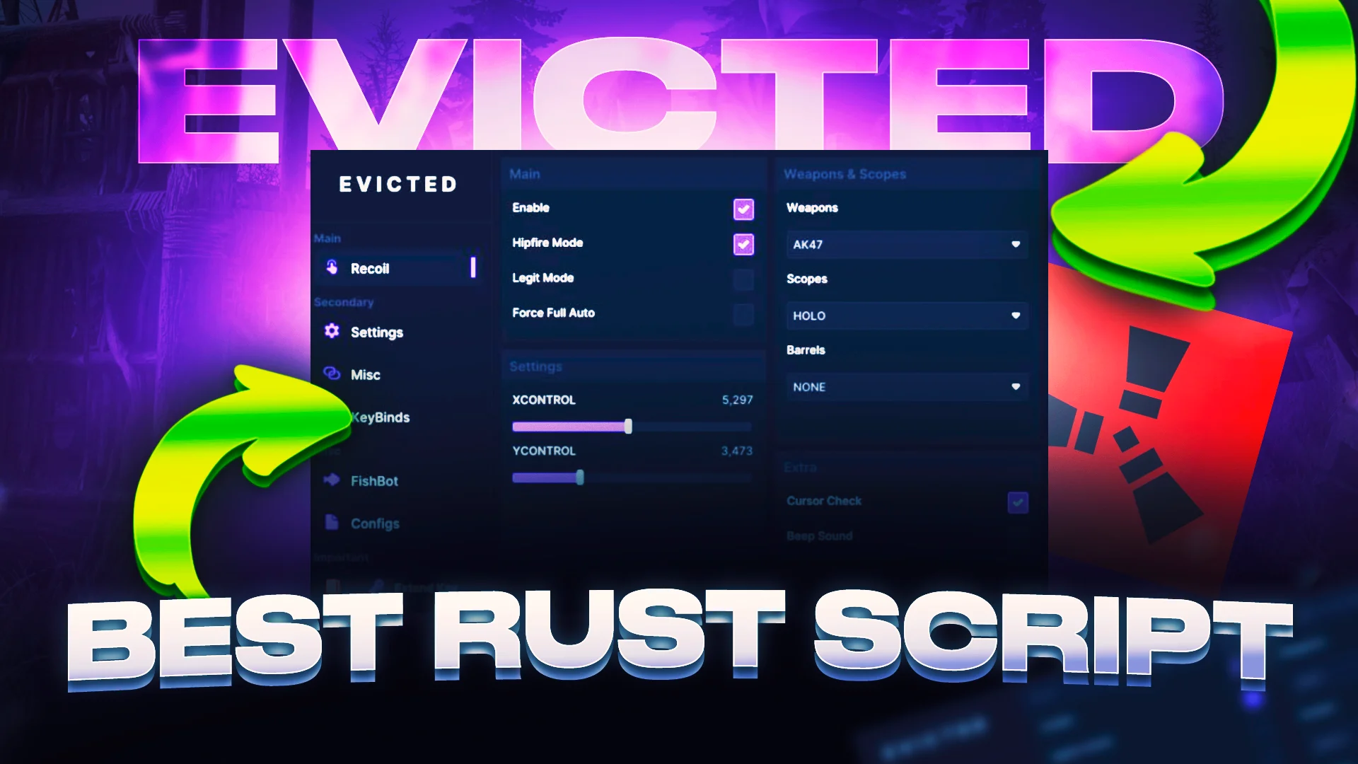 Evicted Rust Script | Safe recoil script | Custom recoil auto-detect | FishBot SilentWalk features